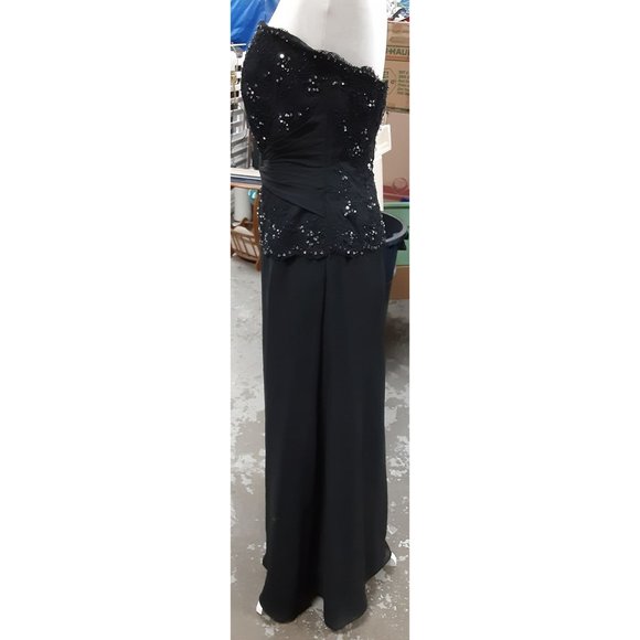 Jade by Jasmine Women's Evening Bridal Gown Black Maxi Drop Waist Strapless - Picture 3 of 10